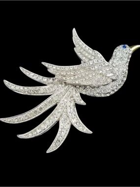 Authentic Art Deco Pave’ Rhinestone Bird Brooch